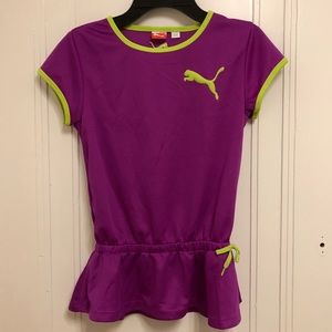 Purple and Green Puma Short Sleeve Dry Fit